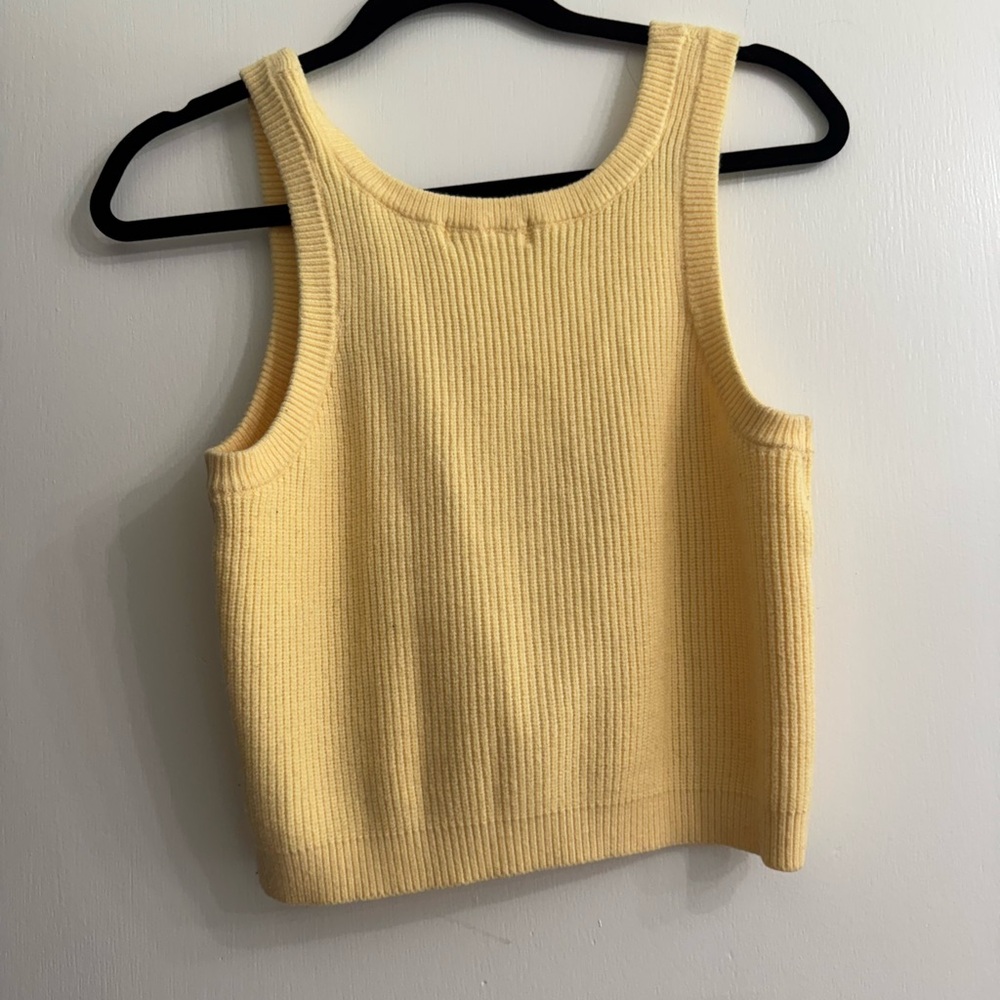 Yellow Ribbed Crew Neck Tank Top